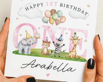1st Birthday Card Girl, First Birthday Card For Girl, Personalised 1st Birthday Card, Girl 1st Birthday Card, 1st Birthday Girl Gift