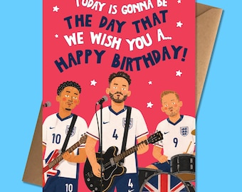 Funny Birthday card,  England, for Him, for Her, Handmade card, Football, Soccer, Kane, Bellingham, Rice, World cup - Oasis