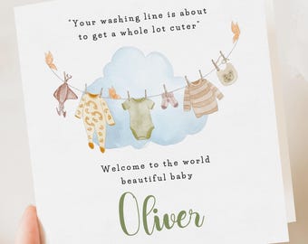 Congratulations New Baby Boy, Personalised New Baby Boy Card, Welcome To The World Card, Cute Baby Card Personalised, Baby Shower Gift
