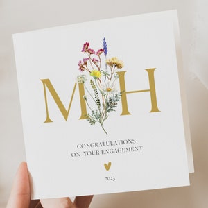 Gold initials personalised Engagement card