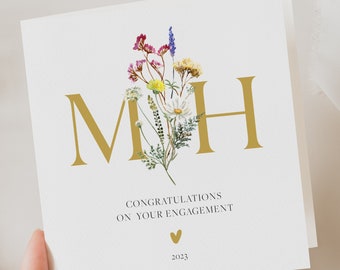 Engagement Card, Initials Personalised Engagement Card, Personalised Congratulations on your Engagement card, You're engaged card