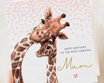 Amazing mum birthday card, mothers day cards, birthday card for mum, happy birthday card, mam card, mom card, giraffe card