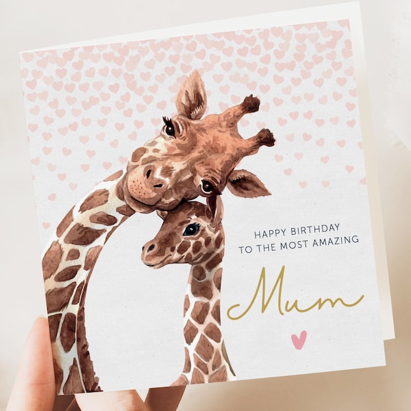 Amazing mum birthday card, mothers day cards, birthday card for mum, happy birthday card, mam card, mom card, giraffe card