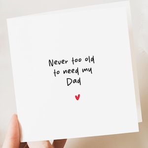 carte de fête des pères, carte de fête des pères, carte d'anniversaire de papa, cadeau simple pour la fête des pères, fête des pères d'une fille ou d'un fils, jamais trop vieux