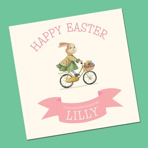 Carte personnalisée de Pâques pour filles, carte de lapin de Pâques pour filles, carte de Pâques pour fille, carte de Pâques petite-fille, nièce, cousine