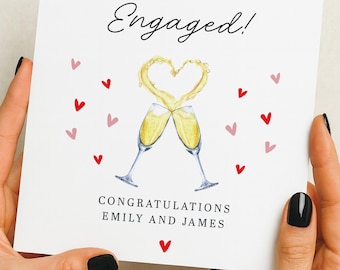 Personalised Engagement Card - Happily Ever After - Congratulations on Your Engagement Card - Engagement Card - Engaged! - Love Hearts