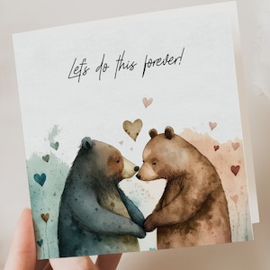 Tarjeta de aniversario, Tarjeta de San Valentín con Bear Love, Tarjeta de San Valentín para esposa, Tarjeta para novia, NOVIO, esposo, Tarjeta para ella, para él, San Valentín