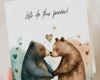 Bear Love Valentine's Card, Valentines wife, Anniversary card, Card for Girlfriend, BOYFRIEND, husband, Card for her, for Him, Valentine's