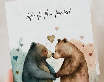 Anniversary card, Bear Love Valentine&#39;s Card, Valentines wife,, Card for Girlfriend, BOYFRIEND, husband, Card for her, for Him, Valentine&#39;s