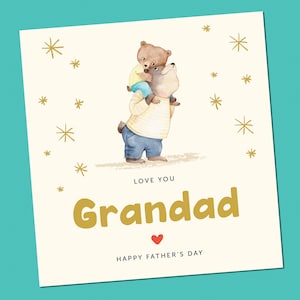 Carte de fête des pères pour grand-père - Grand-père pères papa carte - carte de fête des pères personnalisée - ours grand-père carte - grand-père carte