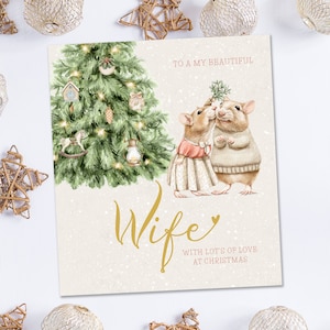 Carte de Noël pour femme | carte de Noël femme personnalisée | Carte de Noël femme pingouin | Carte de Noël femme personnalisée avec pingouin