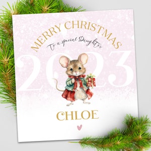 Tarjeta de Navidad para niñas, tarjeta de Navidad personalizada para hija, tarjeta de Navidad para hija, tarjeta de Navidad para sobrina, tarjeta de Navidad para nieta