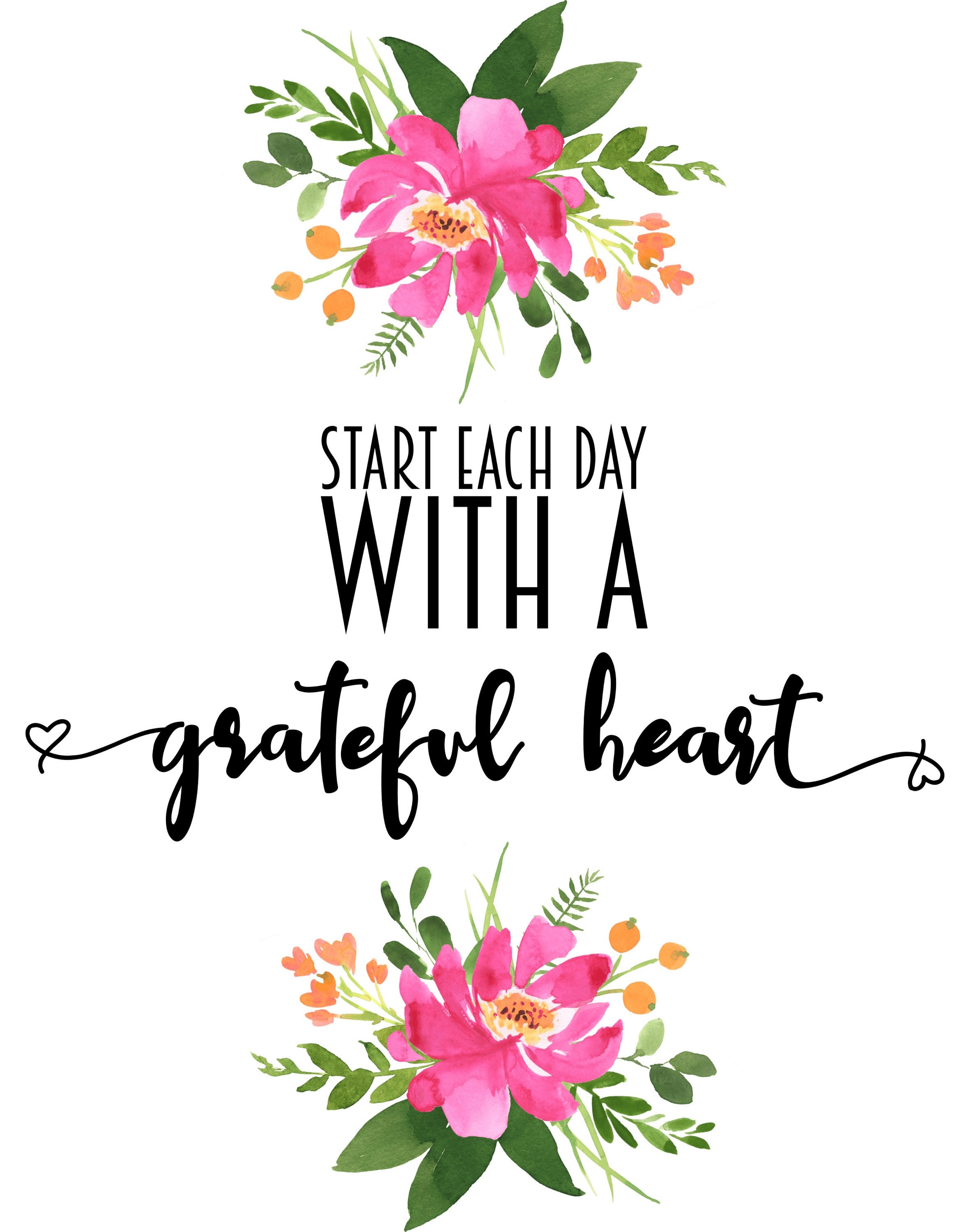 Start Each Day With a Grateful Heart Digital Art Print Wall - Etsy UK