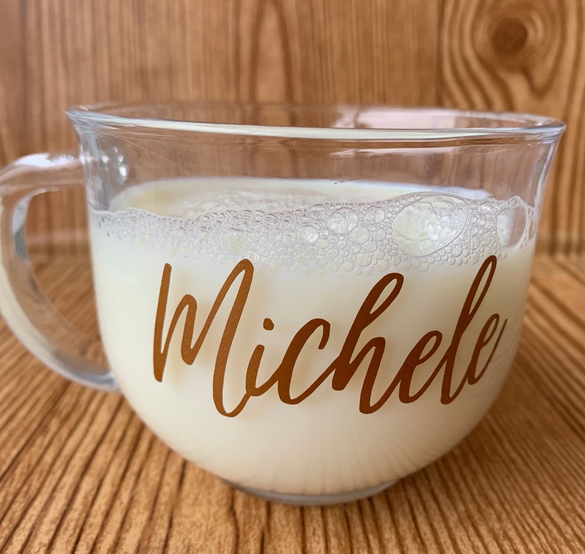 Custom Coffee or Tea Clear Glass Mug with Name Personalized Etsy