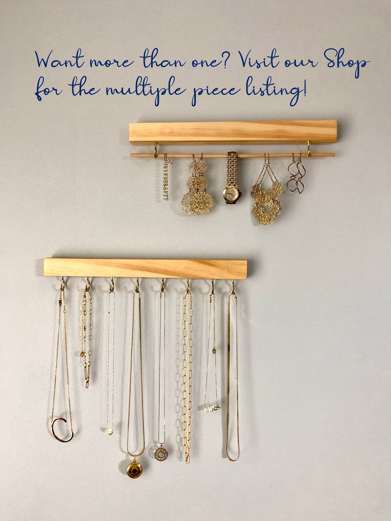 Wood Wall Mount Jewelry Holder Jewelry Organizer Jewelry Etsy