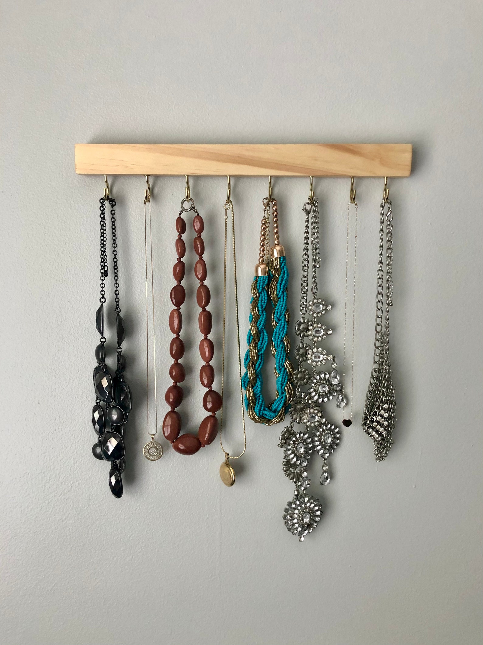 Wood Wall Mount Jewelry Holder Jewelry Organizer Jewelry Etsy