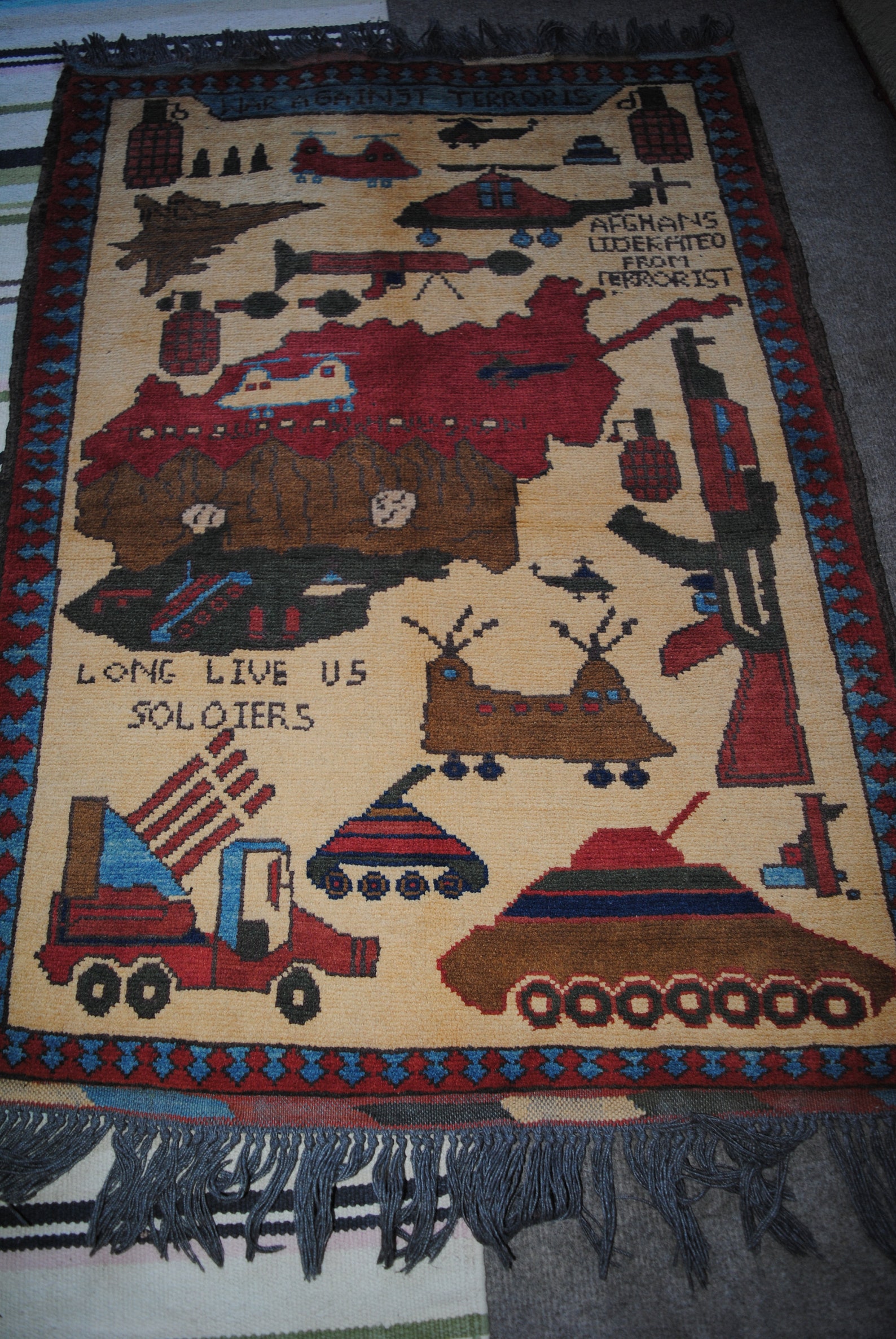 Afghan war rug hand made vintage war rugs size 93 cm x 69 cm | Etsy