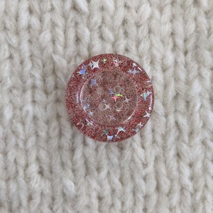 Resin Glitter Button: Chunky Red Starburst 1.5&quot; Focal Button