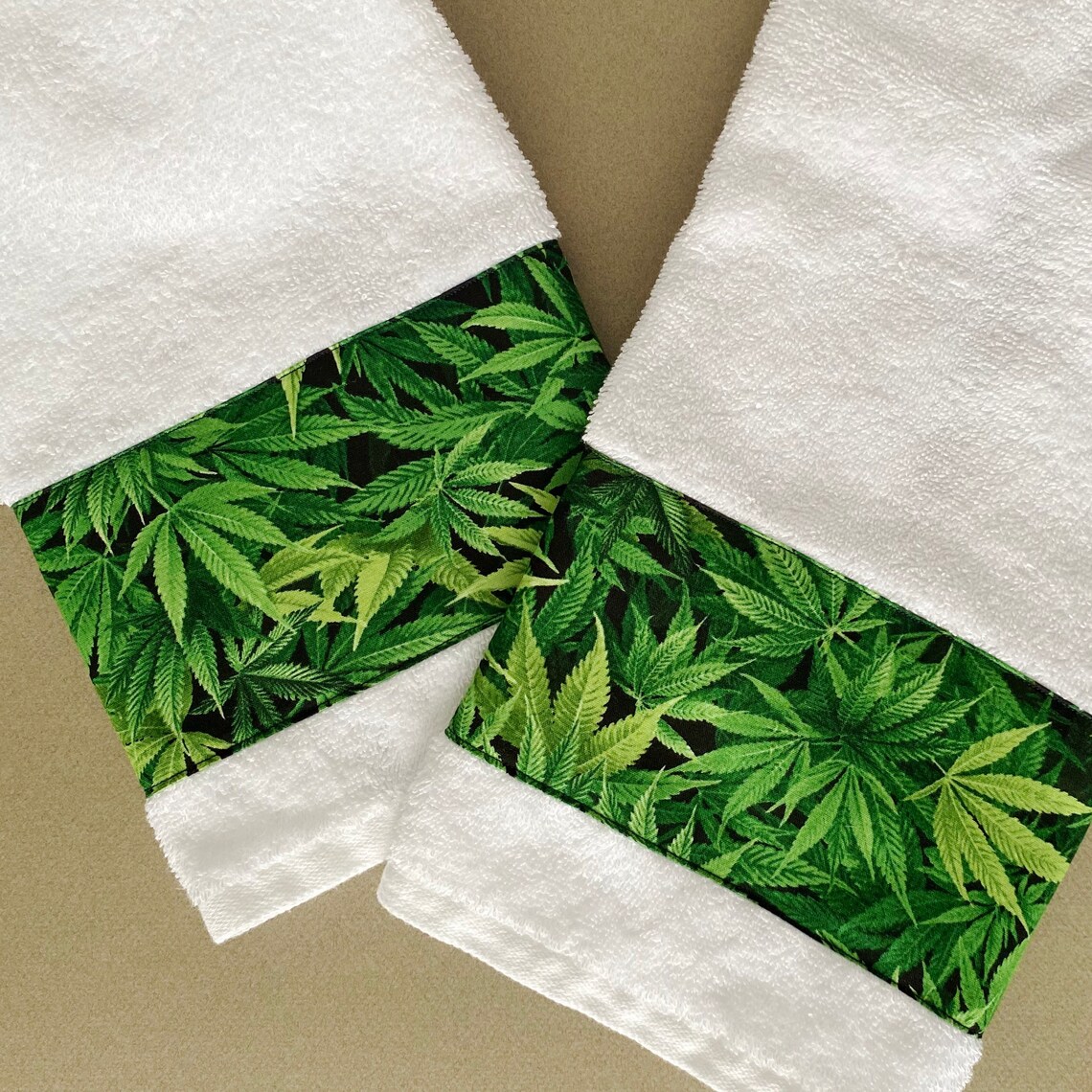Marijuana Tea Towel Floral Hand Towel Houseplant Marijuana Etsy