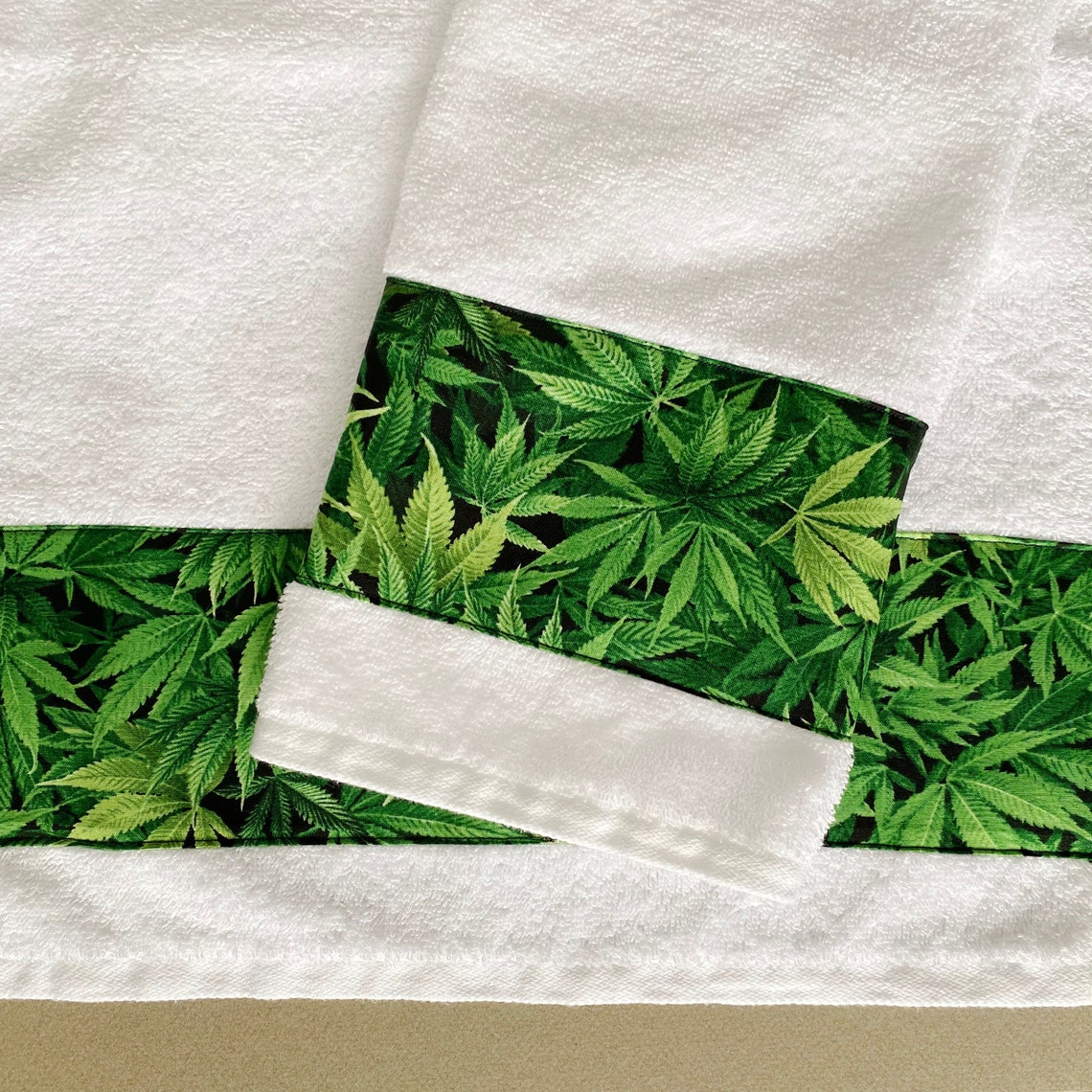 Marijuana Tea Towel Floral Hand Towel Houseplant Marijuana Etsy
