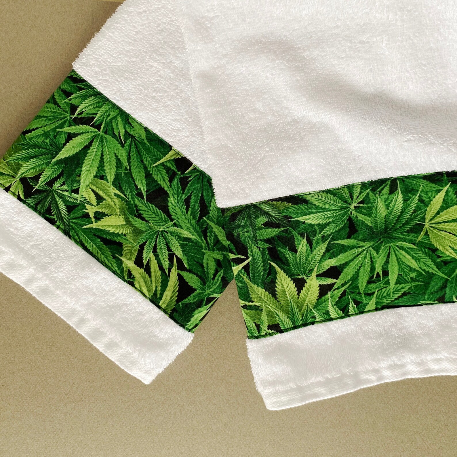 Marijuana Tea Towel Floral Hand Towel Houseplant Marijuana Etsy