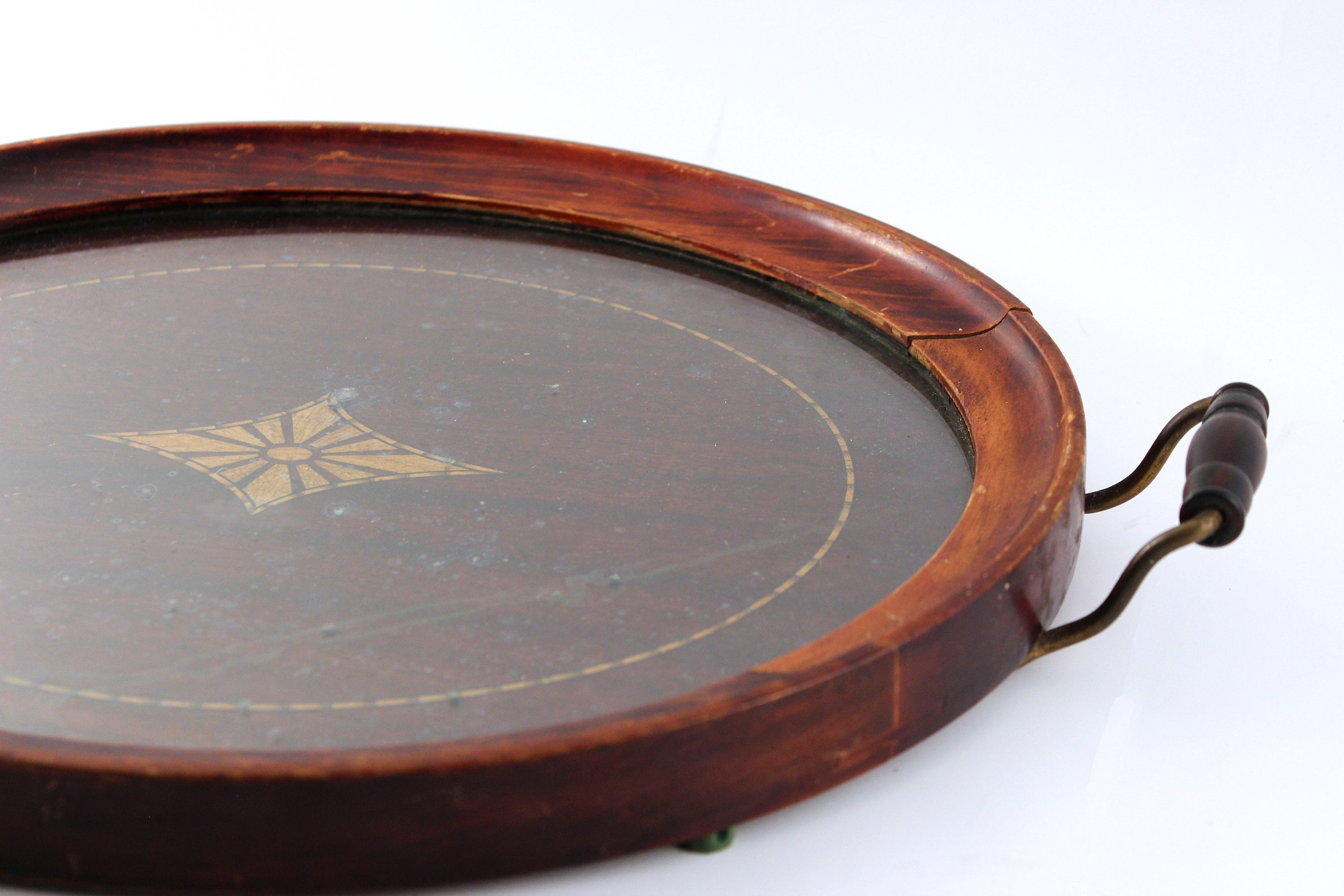 Vintage Royal Rochester Oval Wood Serving Tray With Glass Top Etsy