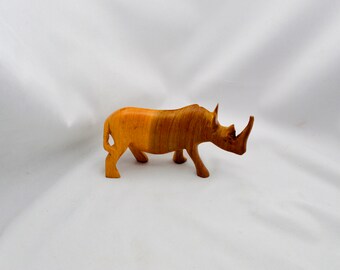 Cute Hand Carved Rhino Round Boxwood Shank Button Approx 1" diameter 