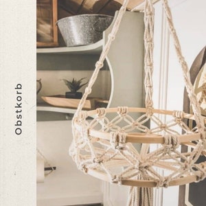 Makramee Camping Obstkorb - Vintage Design - Obstschale - Vanlife - WoMo - Wohndeko - Utensilo - Geschenk - Boho Wandbehang - Knotenliebe