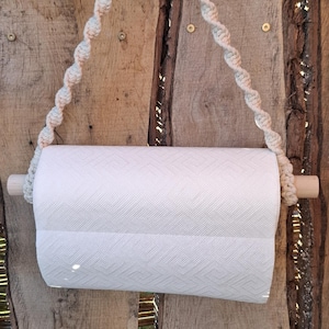 Porte essuie-tout en macramé, décoration bohème camping en camping-car ou en vanlife - RV ou en cuisine - cadeau vintage Noël mariage