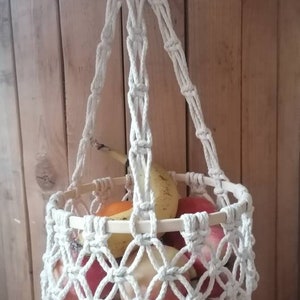 Macrame fruit basket hanging camping VANlife Camper RV decoration Vintage decoration Hanging basket Gift Boho wall hanging Knot love image 4