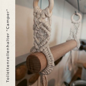 Portarotolo macramè "Camper", decorazione boho da campeggio in vanlife - camper o in bagno - vintage - regalo di Natale X-Mas