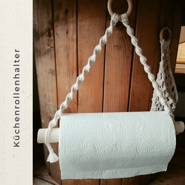 Macrame holder kitchen roll, ideal in the camper or van or in the kitchen - Fibers - Boho - Vintage - Decor Set - Kitchen