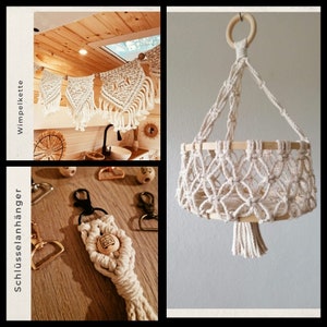Ensemble de camping en macramé - Guirlande / Collier fanion - Corbeille de fruits - Porte-clés - Boho vintage - Vanlife Knot Love Gift Bulli WoMo