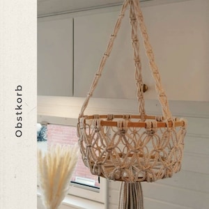 Macrame fruit basket funnel hanging with two ring sizes - Vanlife - Camper decoration in boho vintage style - hanging basket - storage - gift