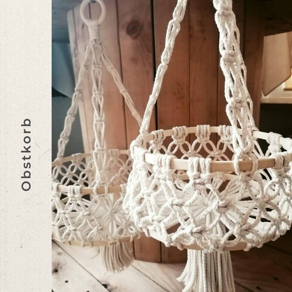 Macrame Fruit Basket Hanging Camping - VANlife - Camper WoMo Decoration - Vintage Decoration - Hanging Basket - Gift - Boho Wall Hanging - Knot Love