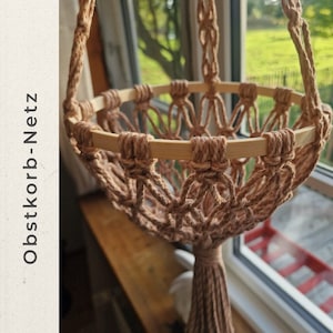 Macrame fruit basket net - camping basket ideal for vanlife camper - vintage boho decoration - gift wedding birthday - fruit & vegetable bowl