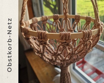Macrame fruit basket net - camping basket ideal for vanlife RV - vintage boho decoration - gift wedding birthday - fruit & vegetable bowl