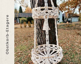 Macrame fruit basket Etagere - vintage decorative kitchen - fruit bowl - fruit net - traffic light for at home or in the camper