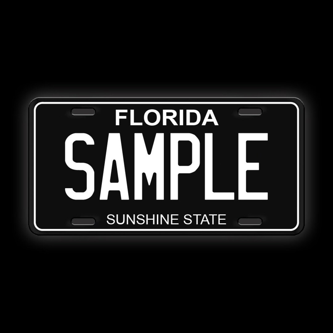 Black Custom Florida License Plate Etsy