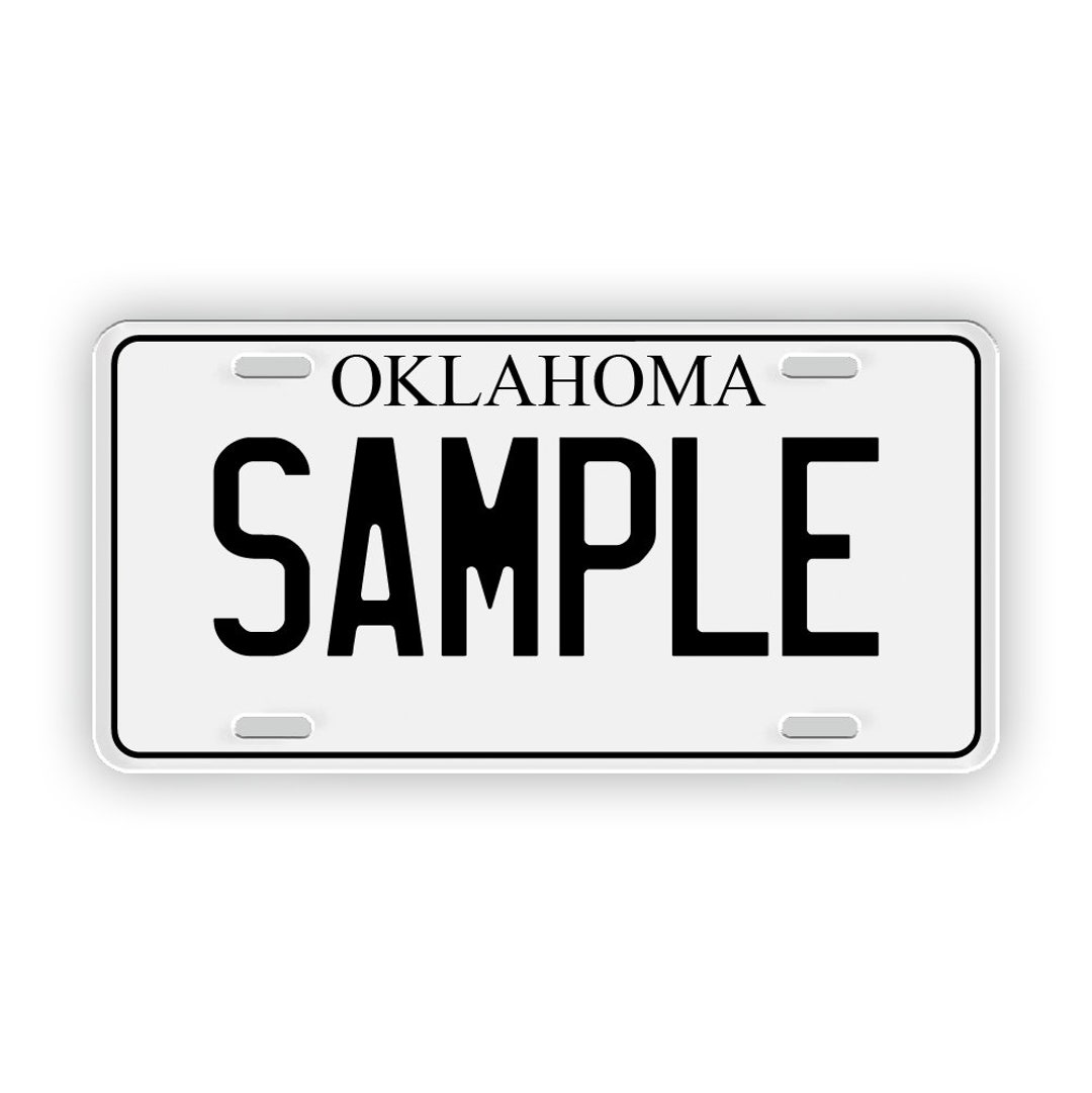 White Custom Oklahoma License Plate Etsy