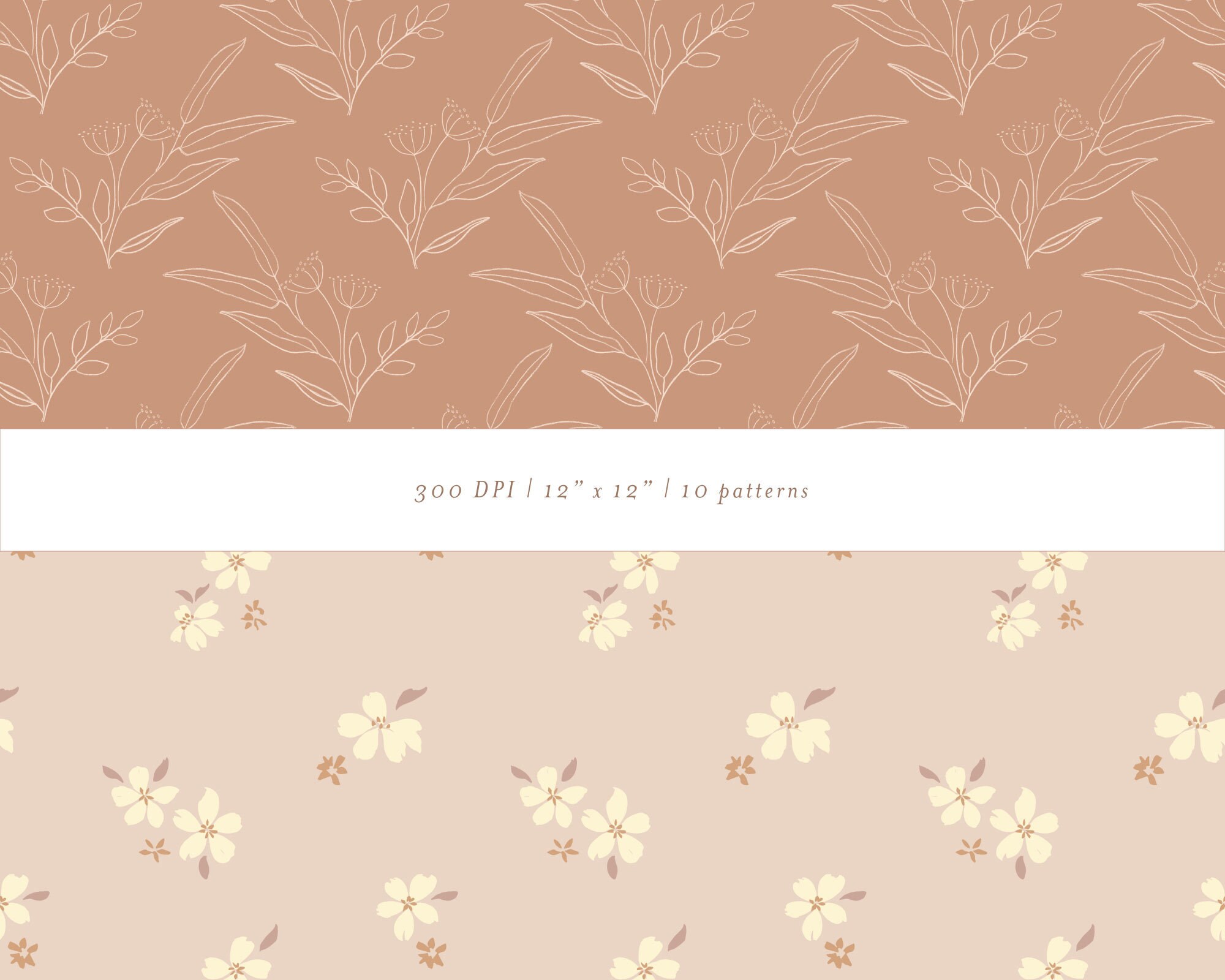 Terracotta Floral Digital Paper Pack: Boho Seamless Patterns (JPG ...