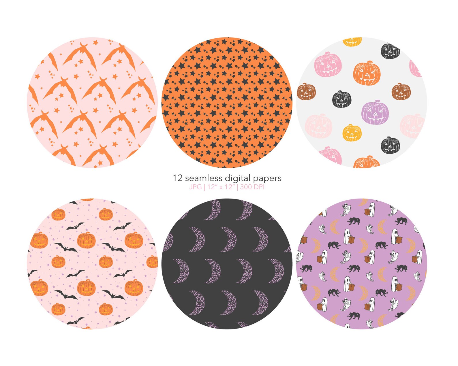 Spooky Cutie Halloween Digital Paper Pack: 12 Seamless Patterns (JPG ...