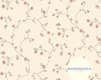 Vintage Trailing Floral Seamless Pattern, Beige, Neutral | Digital Paper | High Resolution Commercial Use JPG