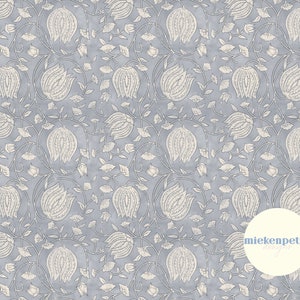 Block Print Floral Repeating Pattern | Blue and White | Digital Paper| High Resolution Commercial Use JPG, Wallpaper, Background