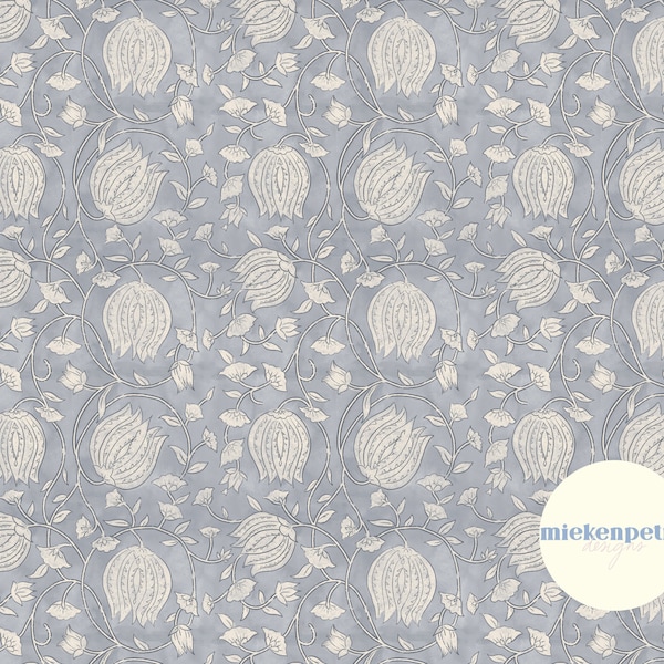 Blue Block Print Wallpaper - Etsy
