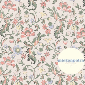 Vintage boho bloemen naadloos patroon | Digitaal Bohopapier | Commercieel gebruik JPG met hoge resolutie