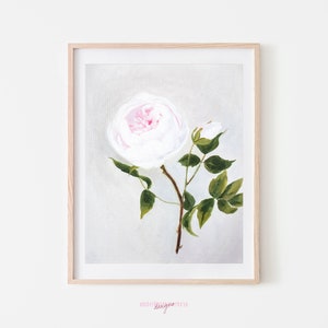 White Peony Still Life Oil Painting Art Print, Giclee Art Print, Unframed, Modern Art, Ethereal White Flower Painting