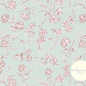 Boho tweekleurig vintage naadloos bloemenpatroon | Digitaal papier | Lavendel, munt | Commercieel gebruik JPG met hoge resolutie