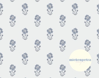 Hydrangea Block Print Pattern: Blue & White Boho Digital Paper (JPG)