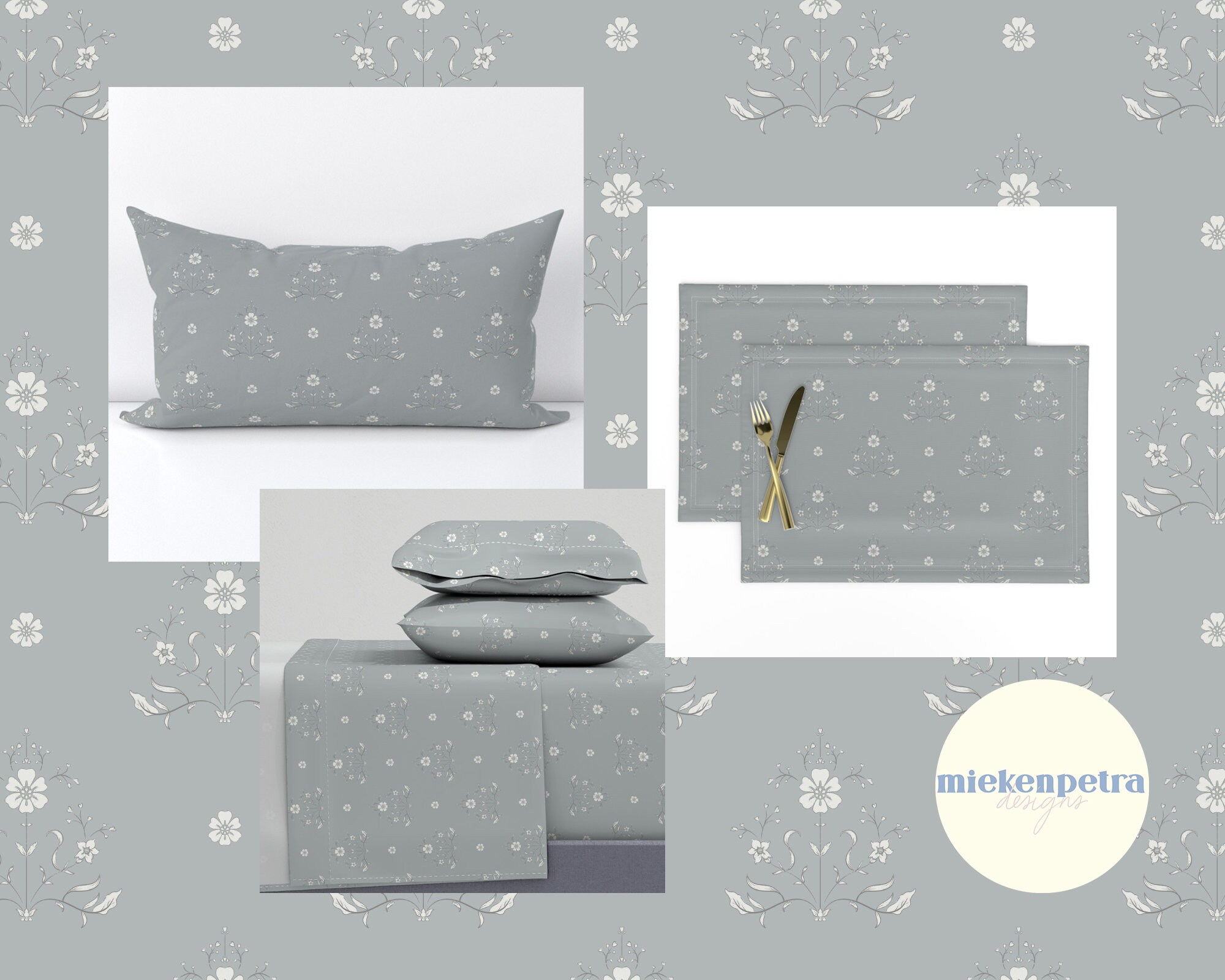 Blue Patchwork Microfibre Printed Cafe Set 230x120cm main image 0